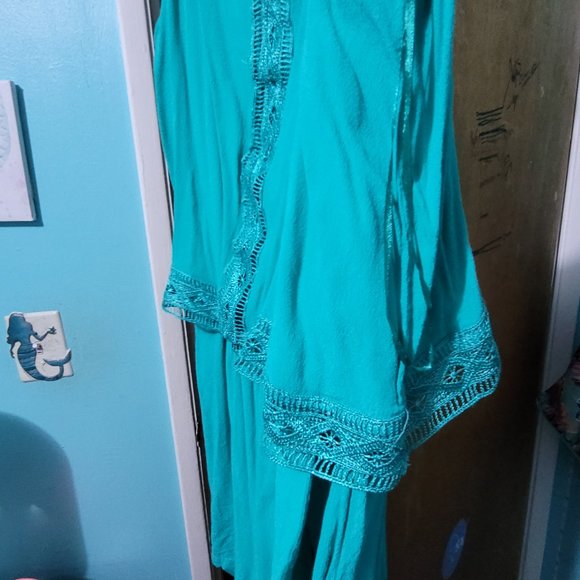Turquoise spaghetti strap romper - Picture 3 of 4